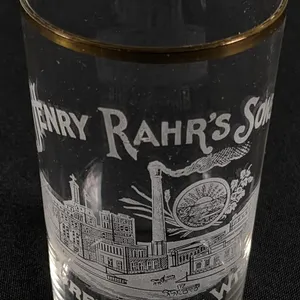 PRE PRO HENRY RAHR'S & SONS GREN BAY WISCONSIN ETCHED BEER DRINKING GLASS