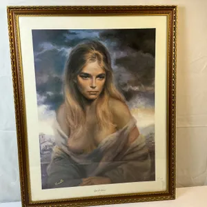 Valdamo Print Framed Nude Girl Vinceata Gold Framed