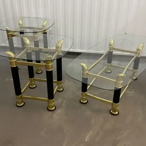 Tommaso Barbi Style Faux Tusk Glass Top Side Tables and coffee table .
