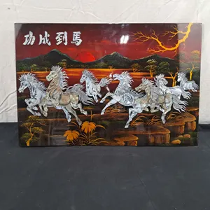 Mother of Pearl Like Picture with Horses "Great Success"