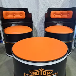 2 Harley Davidson Barrel Chairs & Ottoman