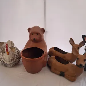 Assorted Plastic Animal Planters & Decor