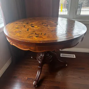 Vintage Rolling Table with Decorative Inlay