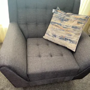 Upholstered Button Armchair With Throw Pillow
