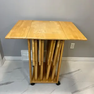Wooden Table Cart With 4 Nesting Wooden TV Tables
