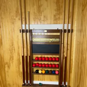 Dufferin Cue & Ball Rack with Snooker Balls, Rest & Cues