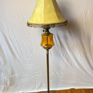 Vintage Floor Lamp with Amber Glass