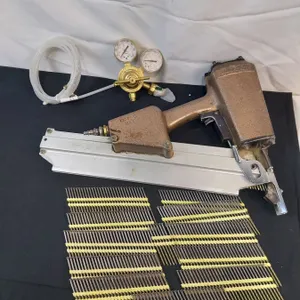 Duo Fast Pneumatic Air Nailer with Nails & Victor Equipment Gauges
