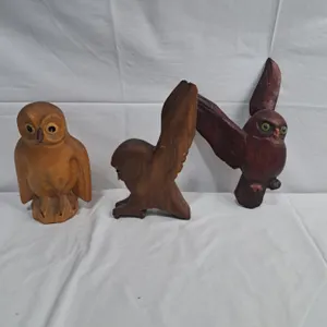 3 Wooden Bird Decor