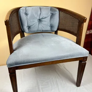 Wicker Back and Upholstered Chair