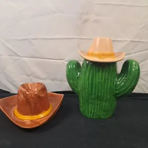 Cactus Cookie Jar & Cowboy Chip & Dip Hat