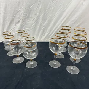 Wine Glasses  With Gold Coloured Embellishments