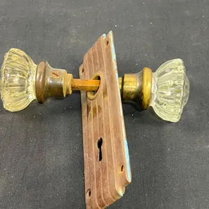 Vintage Glass Doorknob With Plates