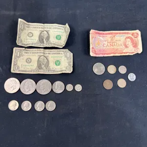 Assortment of Canadian & American Money