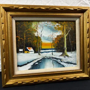 Framed Snowscape Painting