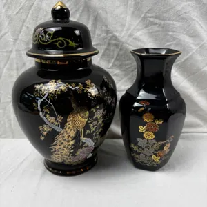 Decorative Vases with Gold Accents