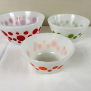 Set of Three - Federal Glass Polka Dot Mixing Bowls