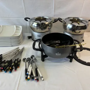 2 Bella & 1  Rival Electric Fondue Sets With Plates