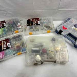 Assorted Crafting Supplies with Organizers
