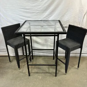 Glass Top Patio Bar Table & Chairs