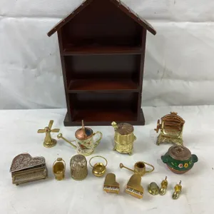 Miniture Figurines and Wall Shelf