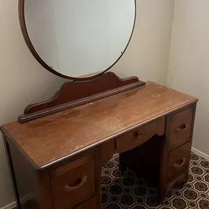 Wood Vanity Table with Mirror