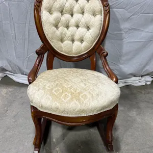 Vintage Upholstery Button Back Rocking Chair