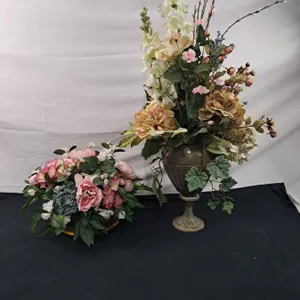 2 Faux Flower Arrangements in Vases