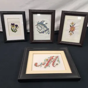 4 Framed Embroidered Pictures
