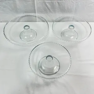 3 glass cake plates