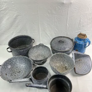 Antique enamelware dish lot