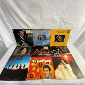 9 LP's featuring Johnny Cash, Elvis, Harry Chapin, Mama Cass