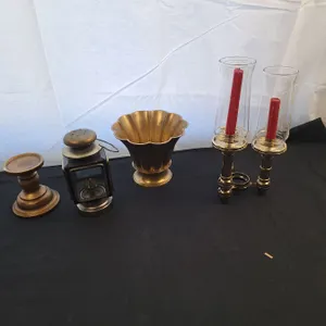 Candle Holders and Brass Decor