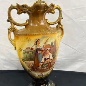 Vintage Enameled Painted Vase