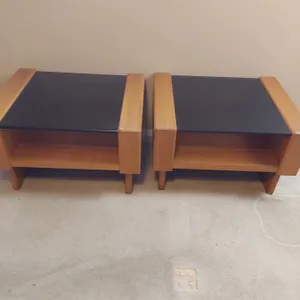 Mid Century Teak and Glass Side Tables