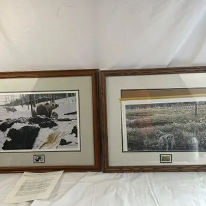 Framed Bears and Wolves Artwork