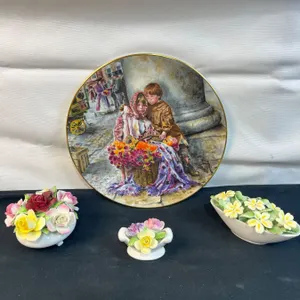 Royal Doulton Porcelain Flowers & "The Flower Seller's Children" Collector Plate
