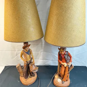 2 Cowboy Table Lamps by Apstt Bros.