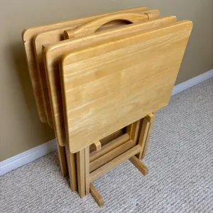 Set of 4 Wooden Tv Dinner Trays