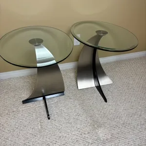 Sculptural Glass Top Side Tables