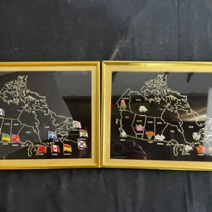 2 Framed Canadian Pin Wall Art