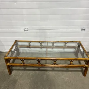 Bamboo Style Glass Top Coffee Table