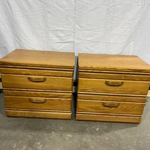2 Palliser Night Side Tables With Drawers and Pull Out Shelf