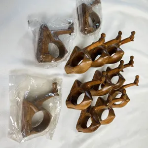 Carved Wooden Camel Napkin Rings