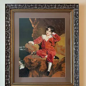 The Red Boy - Silk Cross Stitch Framed