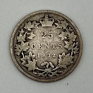 1872H Victorian Canada silver 25 cent