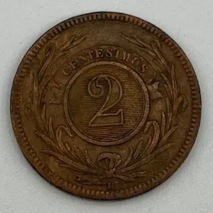 1869H Uruguay Large 30mm 2 centesimos