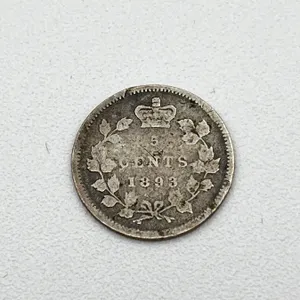 1893 Obverse 2, Silver Canada 5 cent