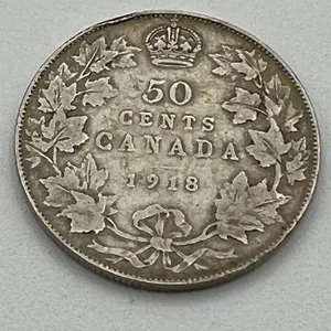 1918 King George V Silver Canada 50 cent