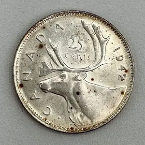 High Grade 1942 Canada silver 25 cent